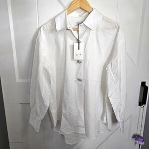 Oat Button Up Rhinstone Snap Button Top